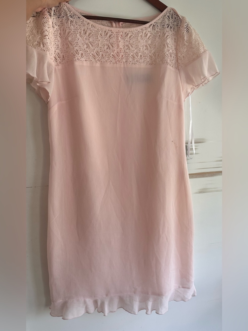 Karl Lagerfeld Pale Pink Lace Yoke Midi Dress